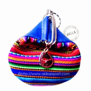 Colorful coin purse keychain handmade in Peru with Andean textile