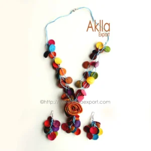 Peruvian Jewelry Orange Peel Necklace Set with Matching Earrings