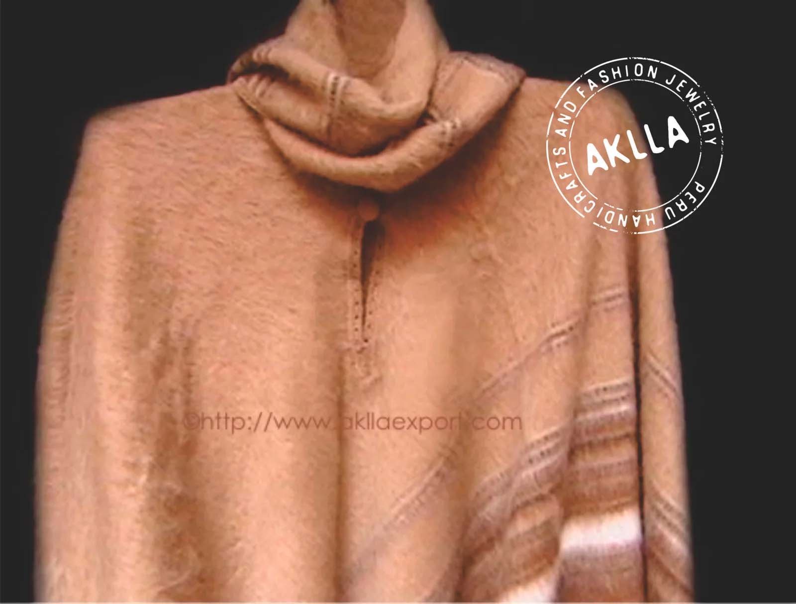 Alpaca Poncho Neck Detail Alpaca Poncho with Matching Scarf Neck Detail