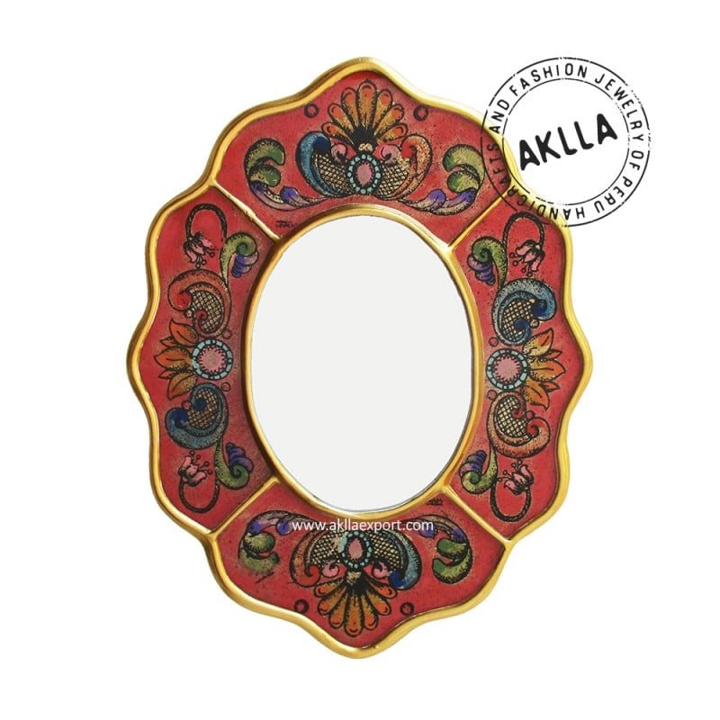 Arch Design Hand Painted Flower Mirror. Height: 10.04″ (Ship only by DHL)
