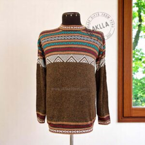 Handmade unisex alpaca sweater from Peru with Andean geometric design in assorted colors