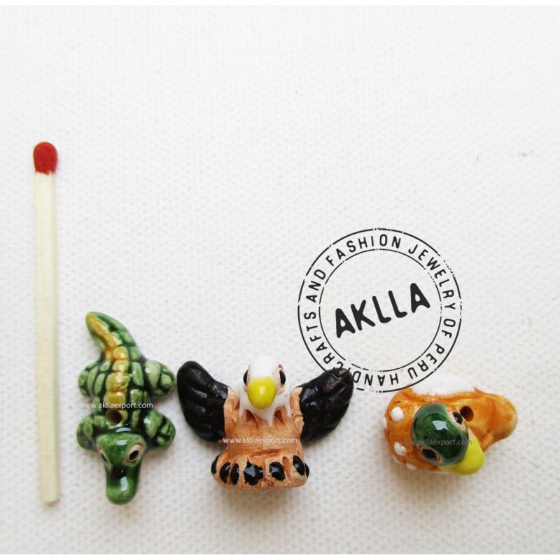 Ceramic Animal Figurines. Hand- Painted Miniatures. Animal Beads.