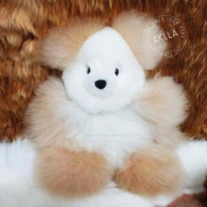 beige and white alpaca bear handmade in Peru – 10 inch teddy bear