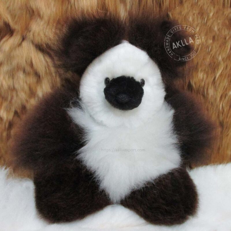 black and white alpaca bear handmade in Peru – baby alpaca teddy bear