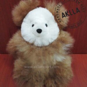 brown alpaca bear with white face handmade in Peru – baby alpaca teddy