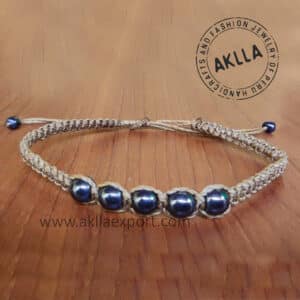 Hand Woven Bracelet with Brilliant Hematite beads.