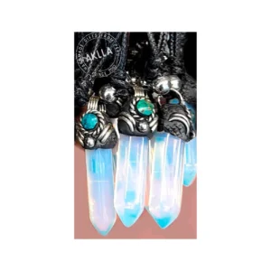 Moonstone pendant ethnic necklace handmade in Peru with natural stone