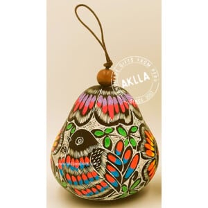 Peruvian Gourd Ornaments. Beautiful handmade bird and flower design Multicolor