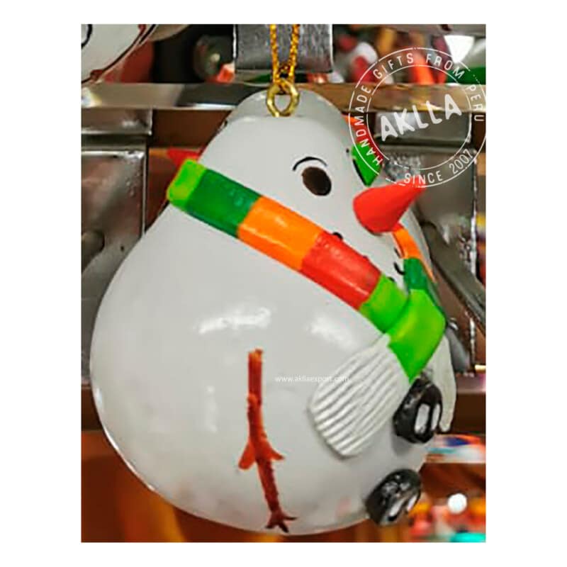 Snowman gourds spinner christmas ornaments handmade in Peru