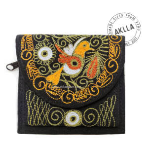 Amazing embroidered coin purse pouch black and other colors. Handmade peruvian product