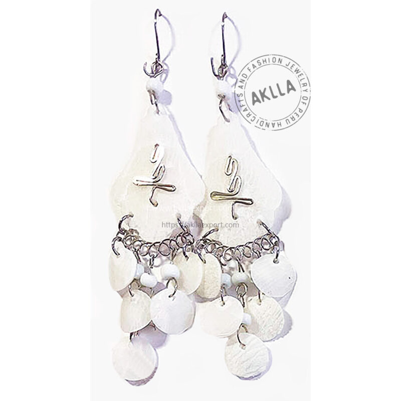 Fish Scale Earrings in Natural Color. White