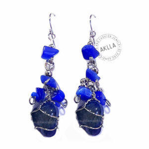 Sober Handmade Agate Earrings. Color blue and others colors.