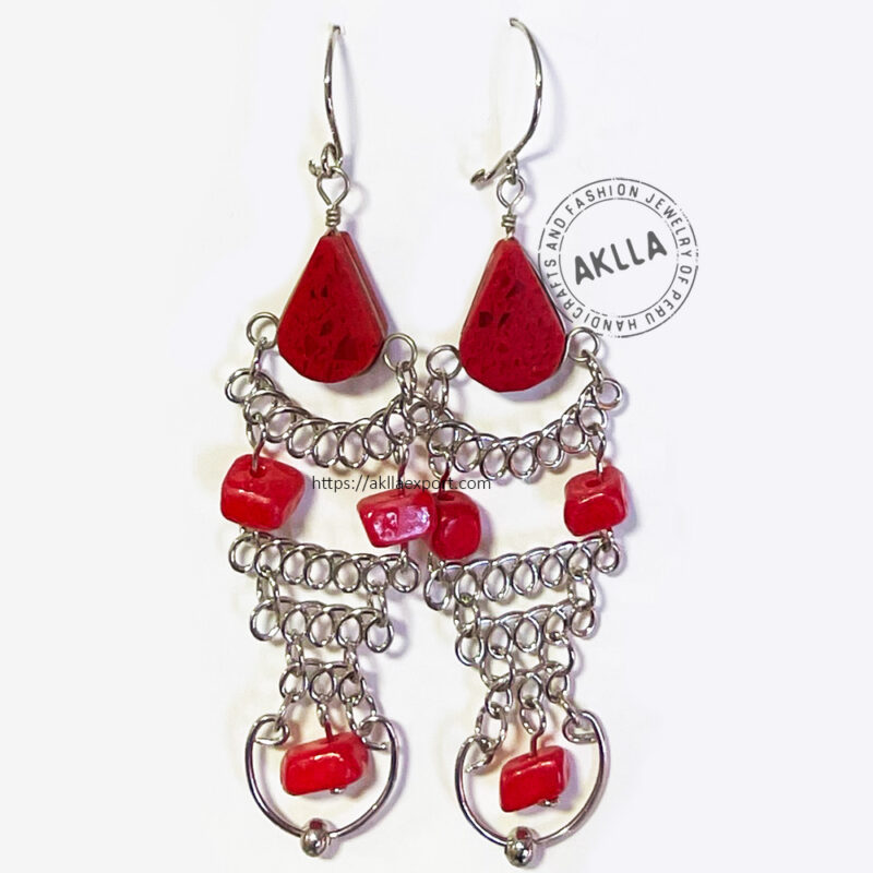 Spectacular Peruvian Earrings with Natural Stones.