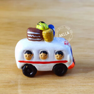 Fun Ceramic Miniatures. Mini Bus Figurine.