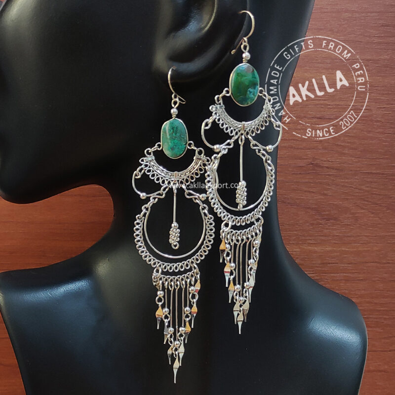 Natural stone earrings, peruvian earrings, amazing peru earrings