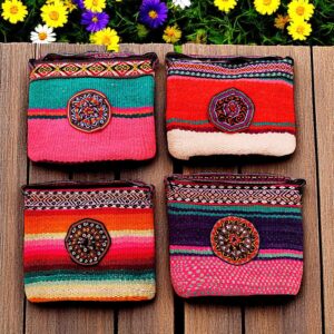 Handmade Peru crossbody bags – assorted wool purse designs with Andean patterns