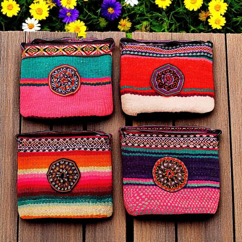 Handmade Peru crossbody bags – assorted wool purse designs with Andean patterns