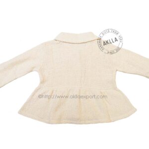 Back view of organic cotton girls jackets, size 2, 17.7” wide
