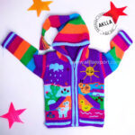 Peru Sweaters for Kids. Full Zip Hooded Jacket. Kids Wool Cardigan.