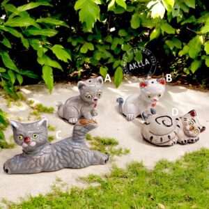 Ceramic cat figurines handmade and handpainted in Peru