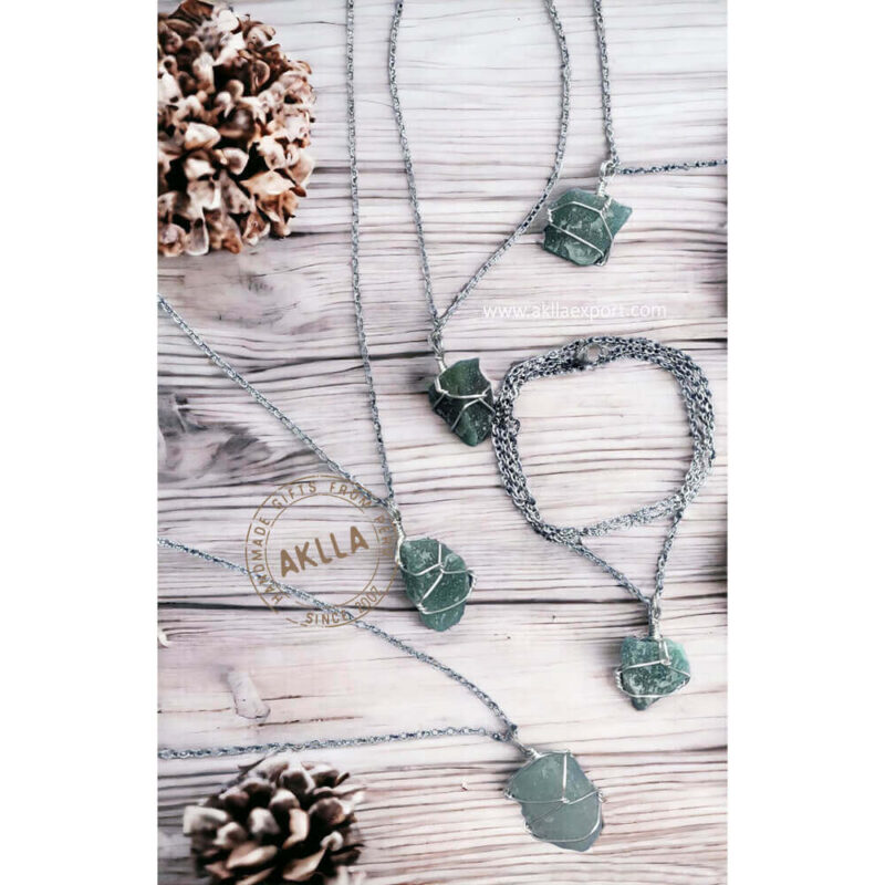 Stone on necklace with chain from Peru. Jade Stones.