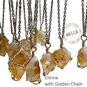 Stone on necklace with chain from Peru. Citrine stones