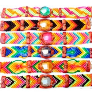 Stunning Chevron Peru Bracelets wholesale pack of 12 hand woven with glass gems assorted colors