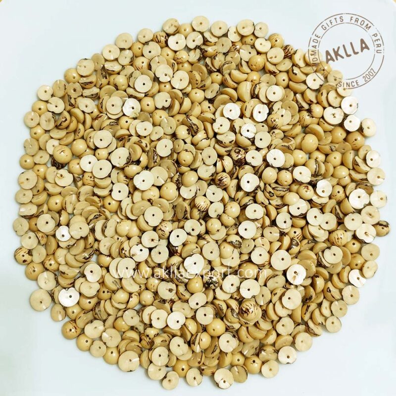 Natural color acaí seeds jewelry, halved and drilled for handmade jewelry. Lightweight, sustainable, and perfect for necklaces, bracelets, and creative projects