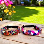 Handwoven Peruvian fabric headbands with striped and Andean designs.
