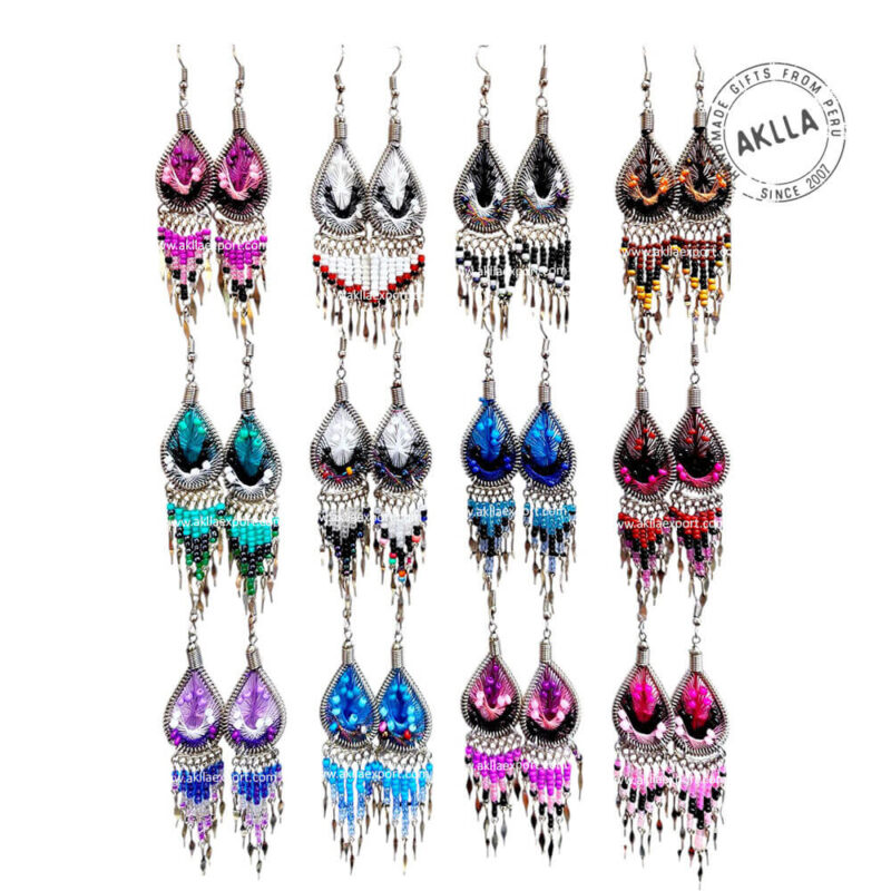 Handmade beaded earrings from Peru in assorted colors