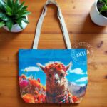 Handmade llama tote bags from Peru with Andean design and colorful details