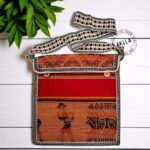 Handmade Peruvian bags with ethnic Andean design and front wood buttons