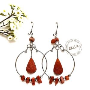 Boho earrings handmade in Peru with natural stones