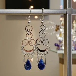 Boho earrings handmade in Peru with natural stones in assorted colors