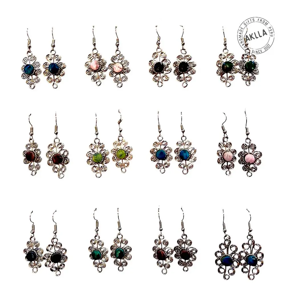 Assorted Handmade Stone Earrings from Peru for Wholesale Assorted handmade stone earrings handmade in Peru shown for variety wholesale reference not a pack