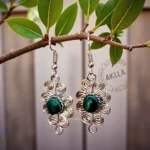 charming handmade earrings with turquoise stone handmade in Peru for wholesale stores