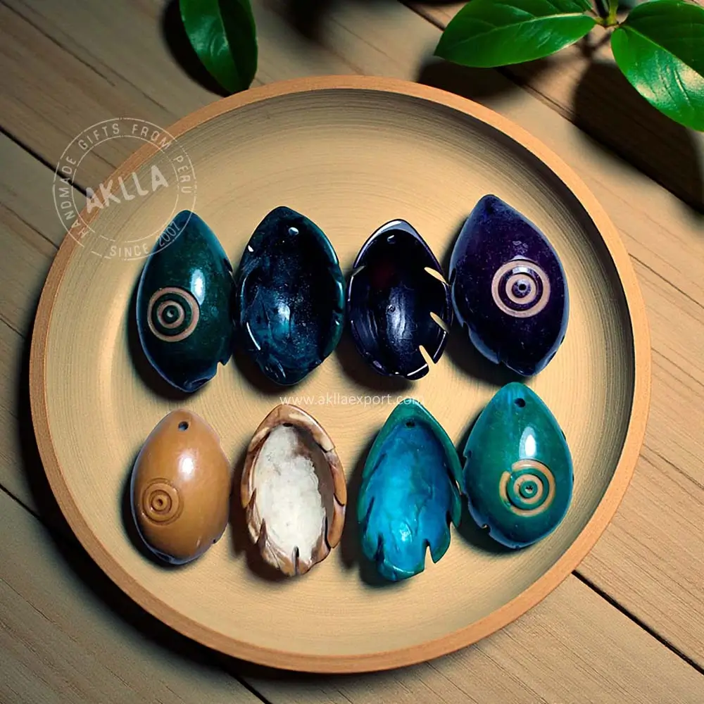 Handcrafted palm seed natural beads for jewelry making from Peru, eco-friendly and sustainable materials Natural Beads for Jewelry Making – Palm Seeds Handmade in Peru