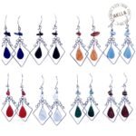 Radiant stones earrings handmade in Peru with natural stones and silver-plated wire – boho jewelry