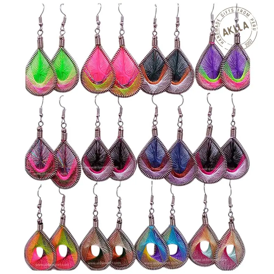 Thread Earrings Handmade in Peru – Boho Style and Vibrant Colors Thread earrings handmade in Peru – boho style and vibrant colors