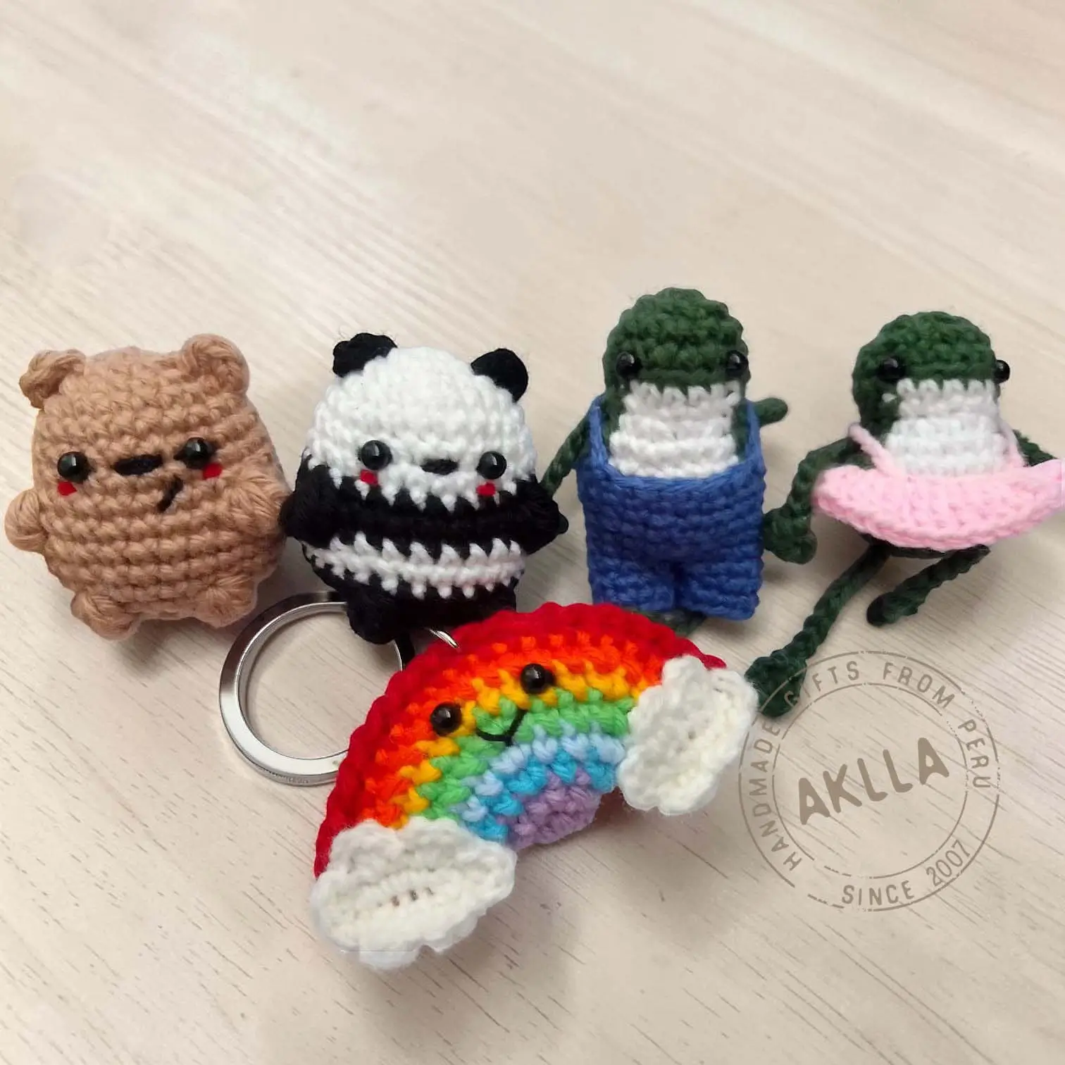 Crochet Animal Keychains Handmade in Peru | Wholesale Available 1 crochet animal keychains handmade peru bear panda cute designs wholesale