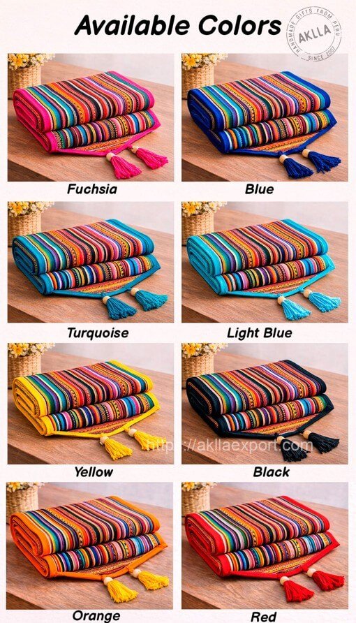 Table Runner Color Variations colorful table runner multiple color variations handmade peruvian