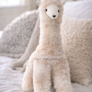 Alpaca Stuffed Toy giraffe plush on sofa handmade Peruvian decor