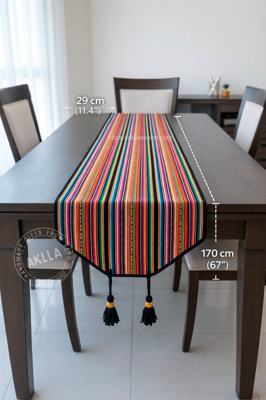 Wonderful Table Runner striped table runner with tassels