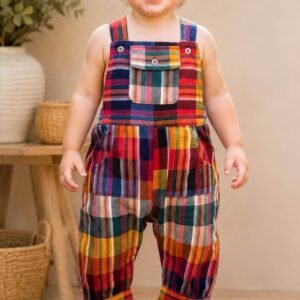 Overall With Multicolor Woven Fabric For Kids