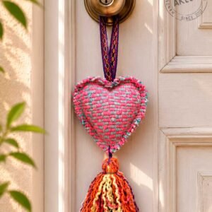 Heart Ornament Handmade from Sheep Wool Hanging on a Door for Gift Shops and Boutiques