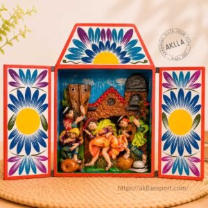 Peruvian Folk Art Traditional Andean Festival Retablo Open
