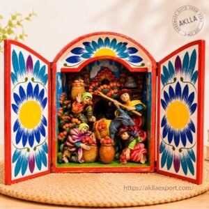 Peruvian Retablo Andean Harvest Scene