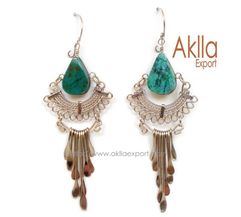 Shop Magnificient Alpaca Silver Earrings with assorted natural stones