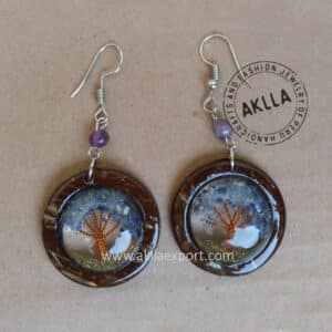 Tree of Life Earrings with Coconut Bark