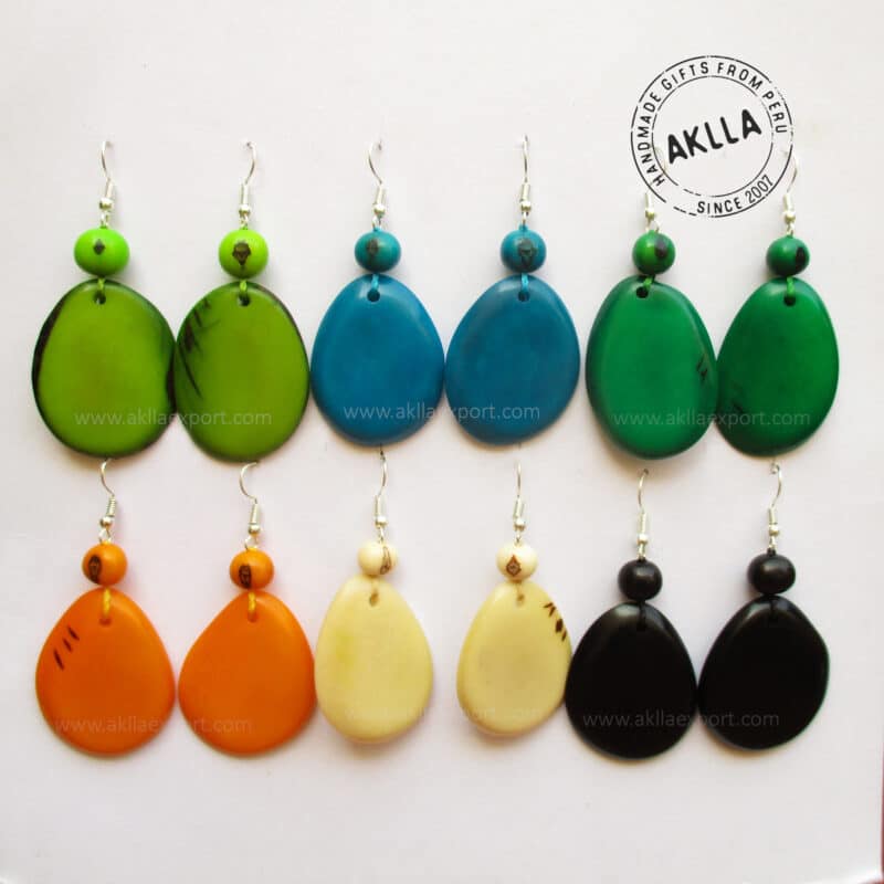 Craft Earrings with Tagua and Acai Seeds